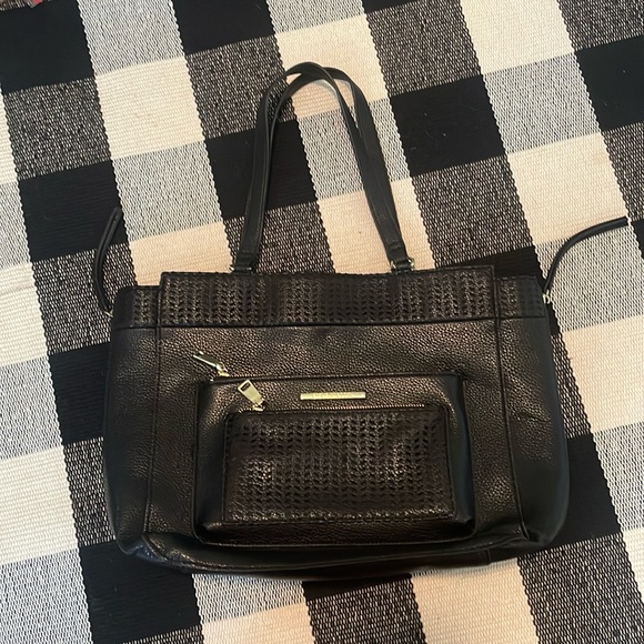 Steve Madden Black Leather Tote - Picture 1 of 5